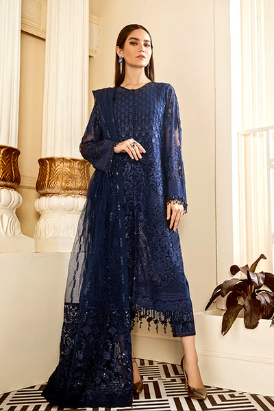 Buy Navy Embroidered Chiffon Front Slit Suit at PinkPhulkari CaliforniaBuy Navy Embroidered Chiffon Front Slit Suit at PinkPhulkari California
