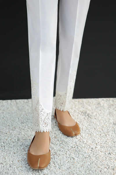 White Embroidered Cotton Trouser D199White Embroidered Cotton Trouser D199