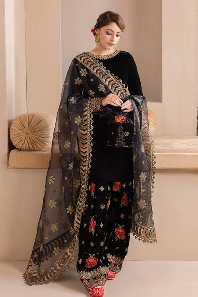 Black Embroidered Patiala Salwar Suit at PinkPhulkari California