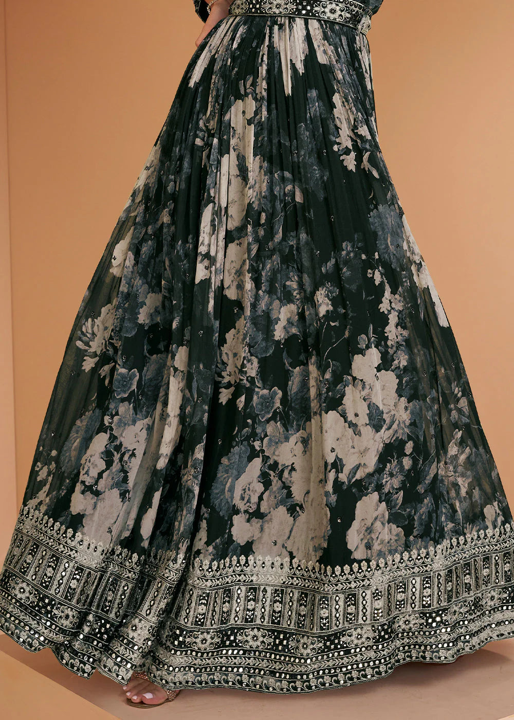 Georgette Embroidered Printed Anarkali Gown at PinkPhulkari 