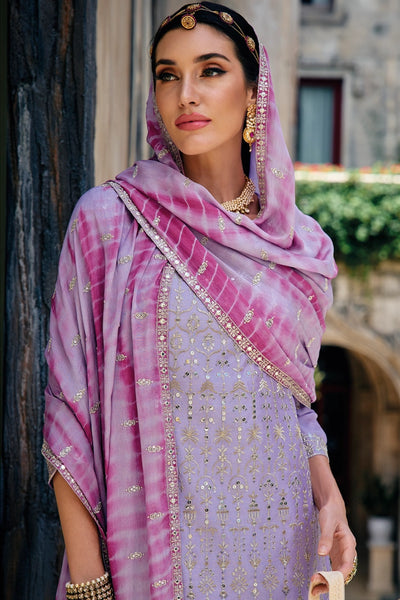 Buy Lavender Heavy Embroidered Sharara Suit at PinkPhulkari CaliforniaBuy Lavender Heavy Embroidered Sharara Suit at PinkPhulkari California
