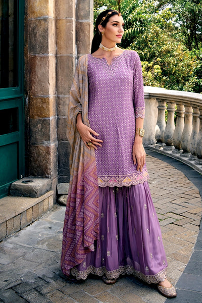Buy Purple Embroidered Sharara Suit at PinkPhulkari CaliforniaBuy Purple Embroidered Sharara Suit at PinkPhulkari California