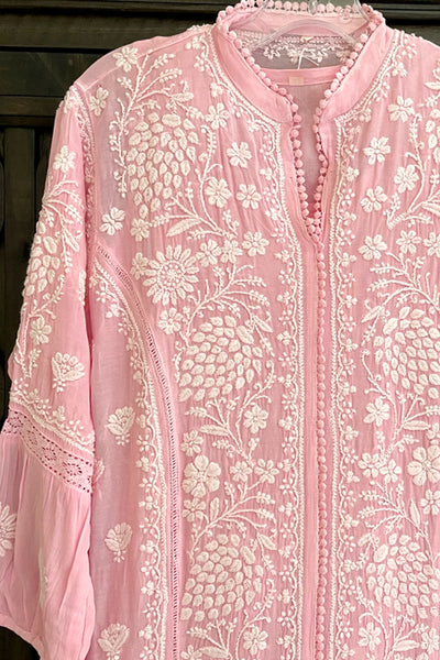 Buy Pink Fine Embroidered Lucknowi Kurta at PinkPhulkari CaliforniaBuy Pink Fine Embroidered Lucknowi Kurta at PinkPhulkari California