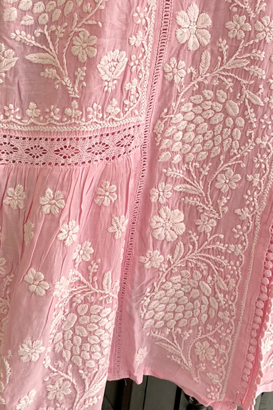 Buy Pink Fine Embroidered Lucknowi Kurta at PinkPhulkari California