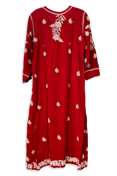 Buy Red Chikankari A Line Kurta Dress at PinkPhulkari CaliforniaBuy Red Chikankari A Line Kurta Dress at PinkPhulkari California
