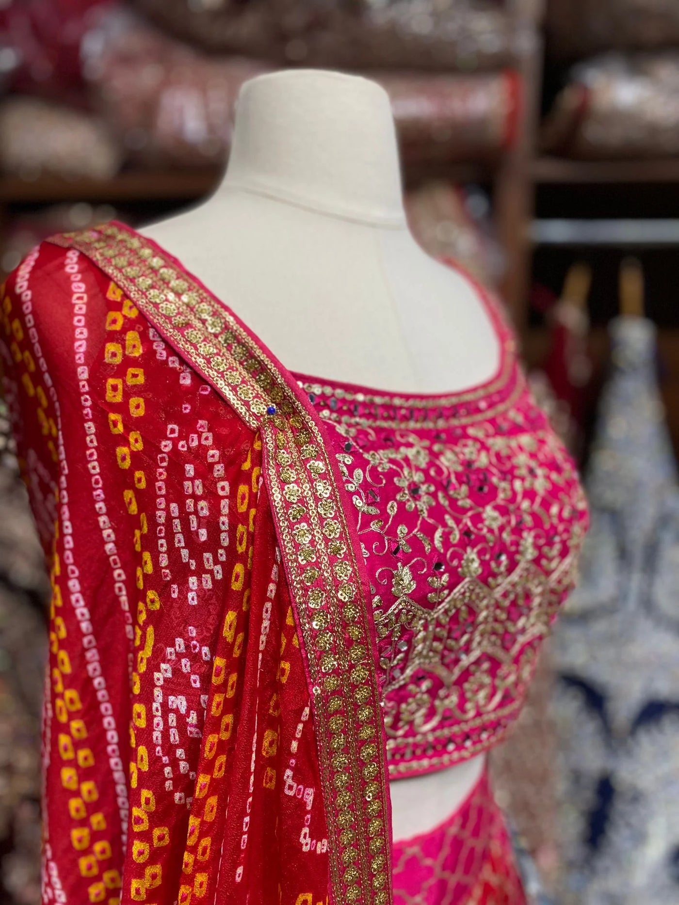 Buy Pink Chinon Silk Embroidered Lehenga Choli Set at PinkPhulkari 