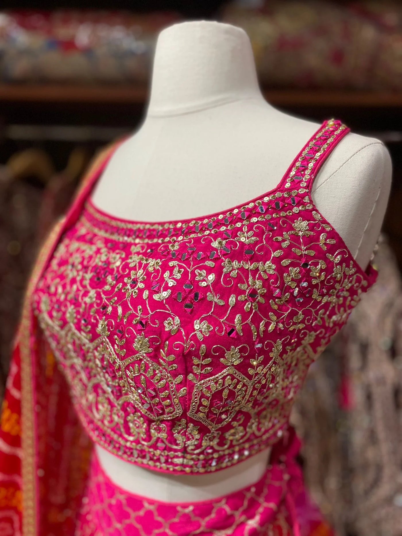 Buy Pink Chinon Silk Embroidered Lehenga Choli Set at PinkPhulkari 