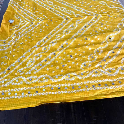 Yellow Gold Bandhani Tie-Dye Jaipur Dupatta at PinkPhulkariYellow Gold Bandhani Tie-Dye Jaipur Dupatta at PinkPhulkari