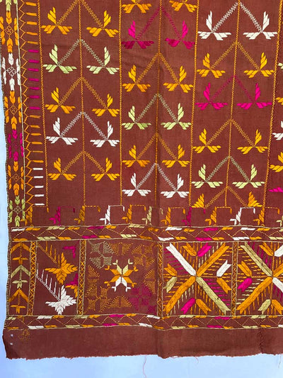 Vintage Bagh Phulkari Khaddar Full Handwork Embroidery from Punjab, India, Early 20th Century at PinkPhulkari CaliforniaVintage Bagh Phulkari Khaddar Full Handwork Embroidery from Punjab, India, Early 20th Century at PinkPhulkari California