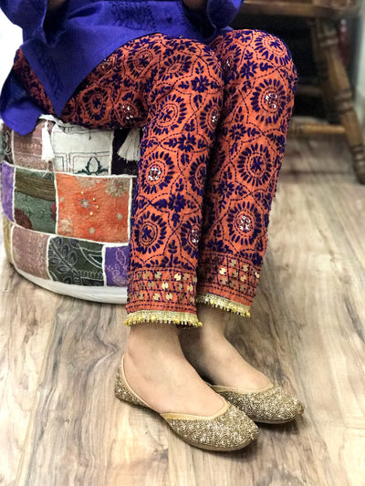 Women's Embroidered Phulkari Pants at PinkPhulkari California