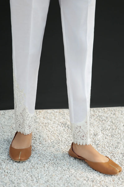 White Embroidered Cotton Trouser D199White Embroidered Cotton Trouser D199