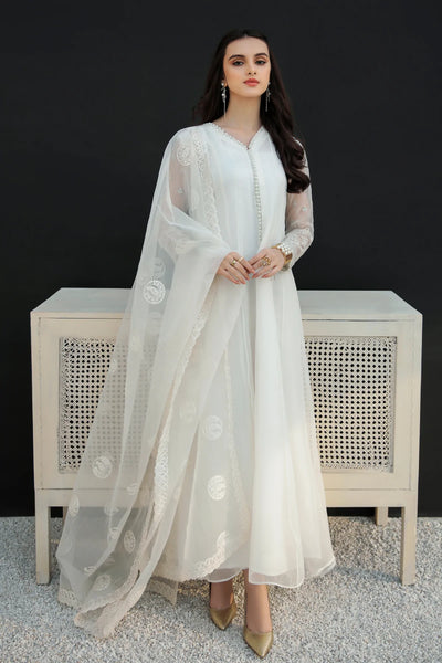 Off White Embroidered Organza Dupatta D25 at PinkPhulkari CaliforniaOff White Embroidered Organza Dupatta D25 at PinkPhulkari California
