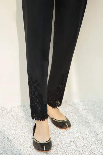  Embroidered Black Cotton Trouser D198 