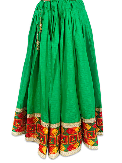 Buy Green Phulkari Lehenga Skirt at PinkPhulkari California