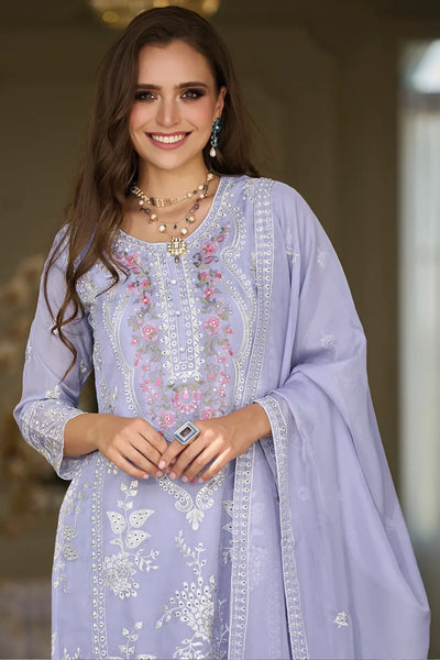 Buy Lavender Embroidery Work Organza Suit at PinkPhulkari CaliforniaBuy Lavender Embroidery Work Organza Suit at PinkPhulkari California