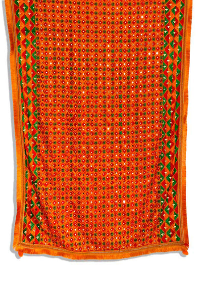 Orange Heavy Bridal Dupatta Phulkari Design at PinkPhulkari California