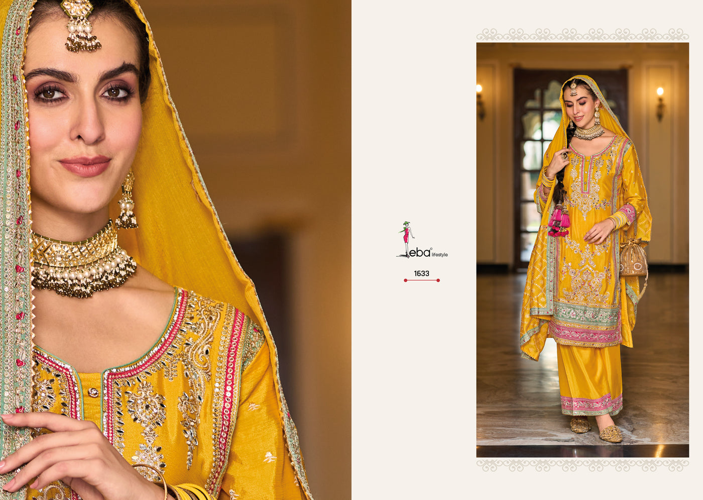 Yellow Gold Embroidered Traditional Palazzo Suit
