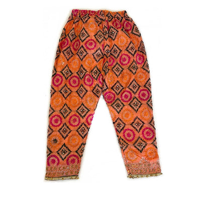 Orange chanderi silk ghungroo Pants at PinkPhulkari CaliforniaOrange chanderi silk ghungroo Pants at PinkPhulkari California