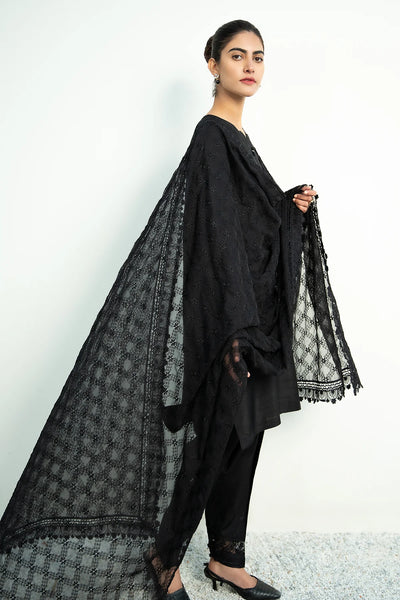 Buy Black Embroidered Chiffon Silk Dupatta at PinkPhulkari California
