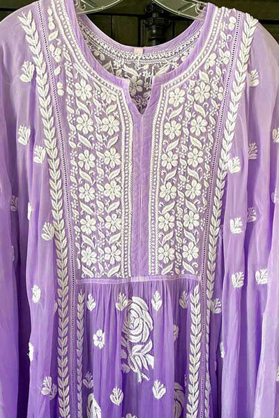 Buy Purple Lucknowi Crepe Kaftan Dress at PinkPhulkari CaliforniaBuy Purple Lucknowi Crepe Kaftan Dress at PinkPhulkari California
