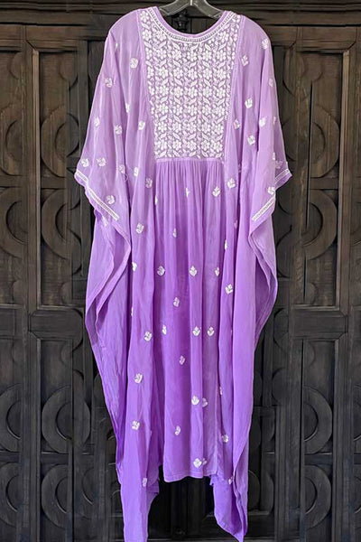 Buy Purple Lucknowi Crepe Kaftan Dress at PinkPhulkari CaliforniaBuy Purple Lucknowi Crepe Kaftan Dress at PinkPhulkari California
