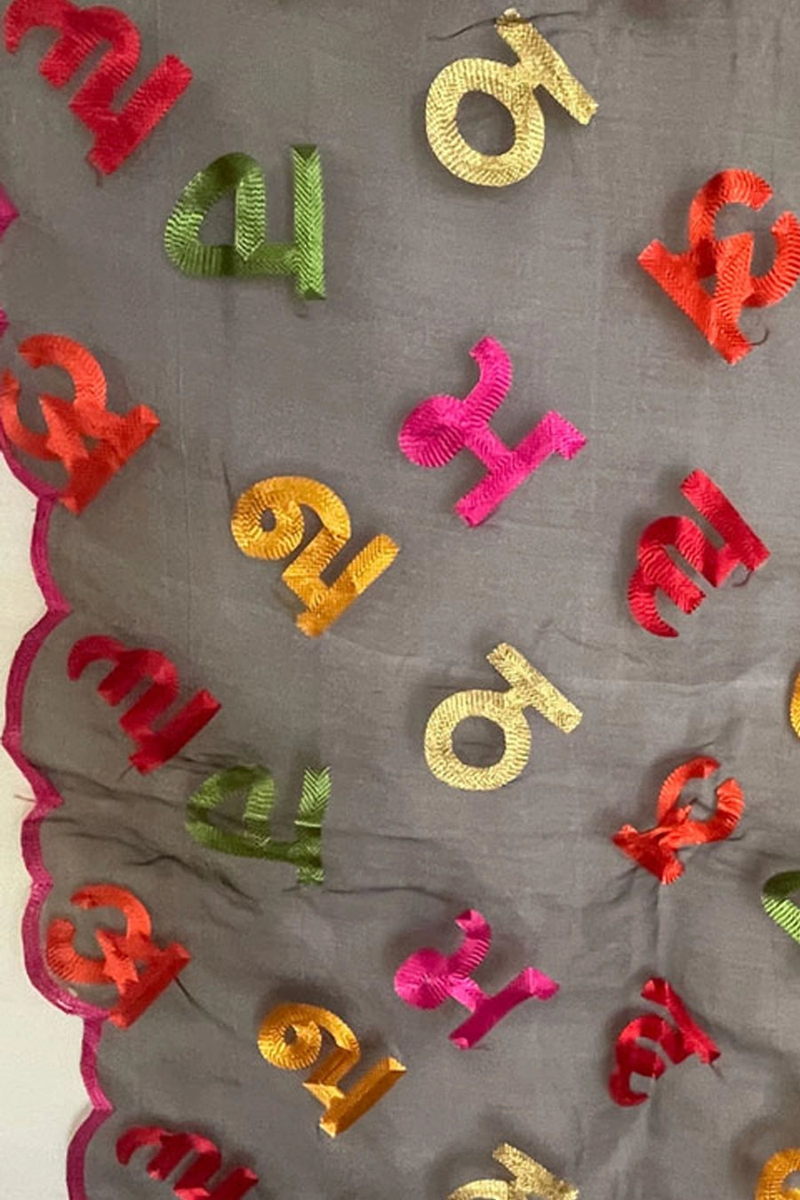Buy Gurmukhi Punjabi Alphabet Dupatta Black at PinkPhulkari California