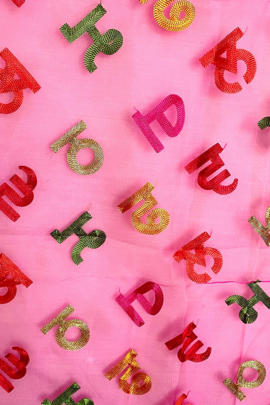 Gurmukhi Punjabi Alphabet Dupatta Pink at PinkPhulkari California