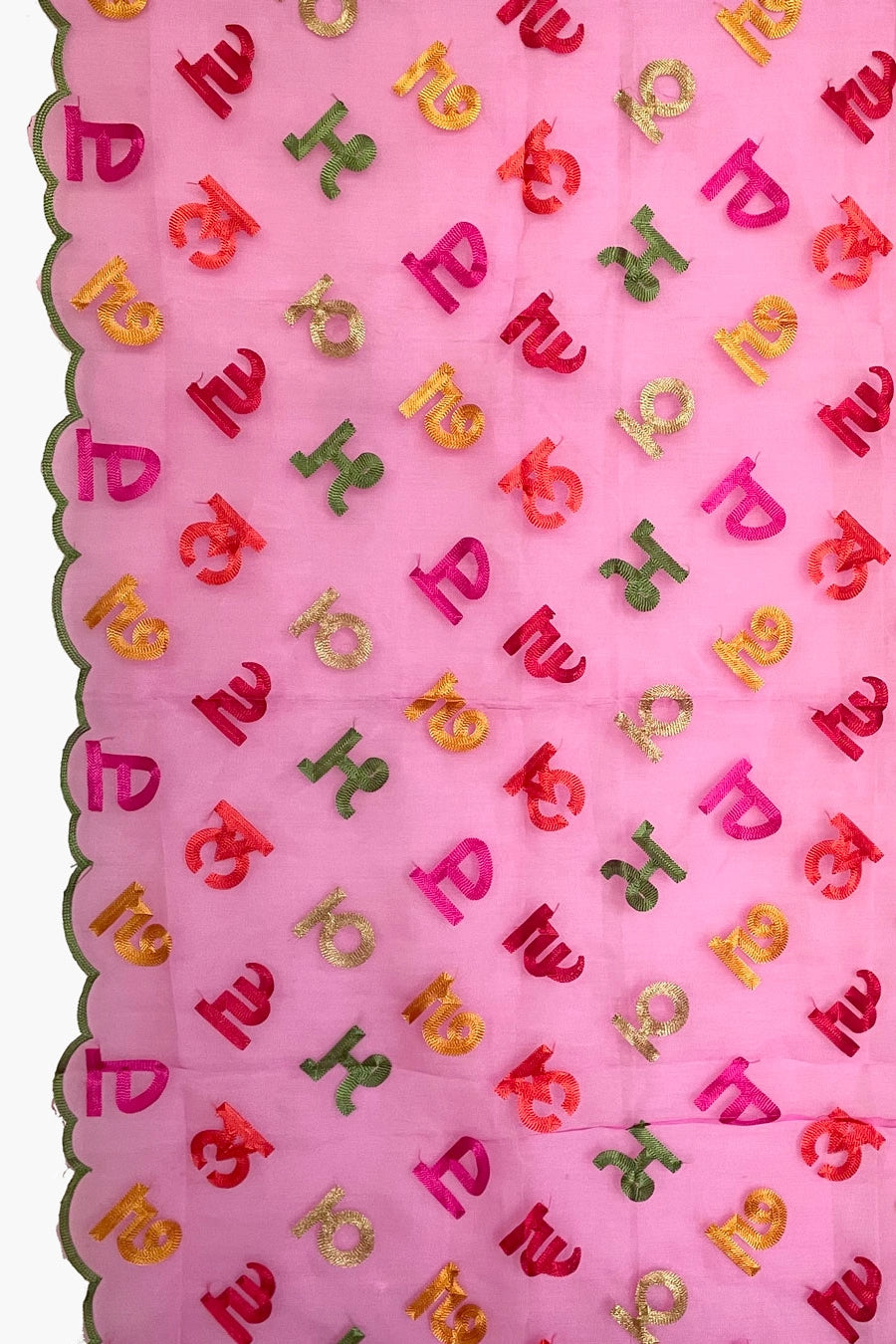 Gurmukhi Punjabi Alphabet Dupatta Pink at PinkPhulkari California