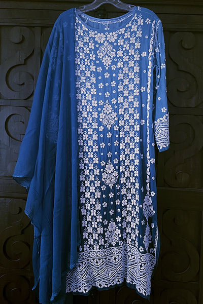 Buy Blue Lucknowi Chikankari Palazzo Suit at PinkPhulkari CaliforniaBuy Blue Lucknowi Chikankari Palazzo Suit at PinkPhulkari California