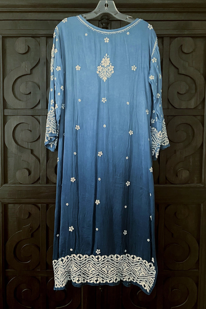 Buy Blue Lucknowi Chikankari Palazzo Suit at PinkPhulkari California