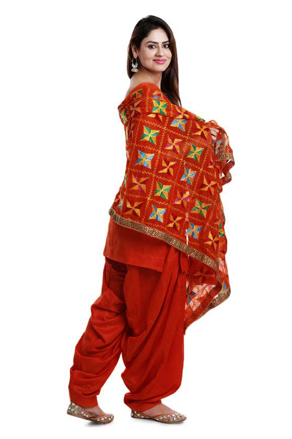 Buy Phulkari Design Chiffon Silk Dupatta at PinkPhulkari California