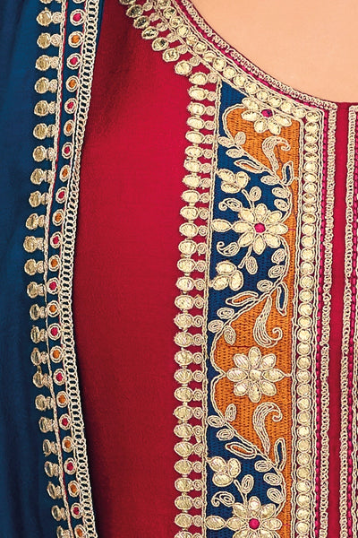 Red Embroidered Gota Patti Salwar Suit at PinkPhulkari CaliforniaRed Embroidered Gota Patti Salwar Suit at PinkPhulkari California