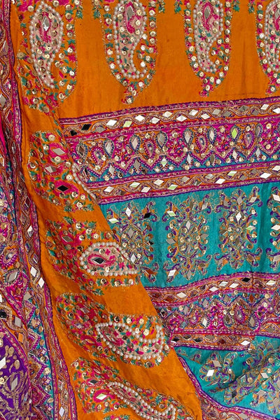 Multicolor Mirror And Pearl Pakistani Silk Dupatta at PinkPhulkari Multicolor Mirror And Pearl Pakistani Silk Dupatta at PinkPhulkari 