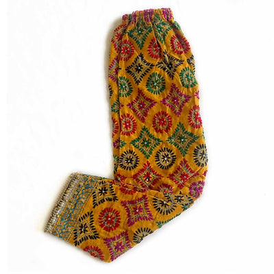 Buy Yellow Embroidered Phulkari Pants YD5 at PinkPhulkari California