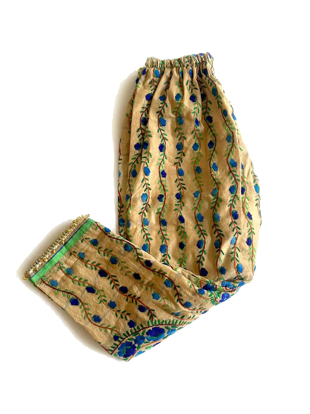Buy Embroidered Phulkari Pants in Beige at PinkPhulkari California