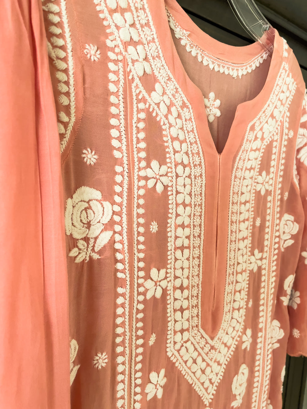 Buy Pink Embroidered Muslin Silk Lucknowi Palazzo Set at PinkPhulkari California