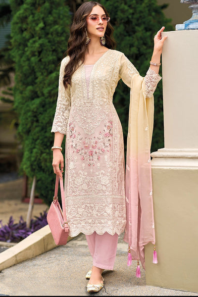 Pink Embroidered Organza Pakistani Suit at PinkPhulkari CaliforniaPink Embroidered Organza Pakistani Suit at PinkPhulkari California