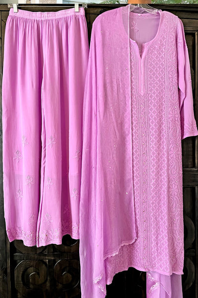 Buy Lavender Lucknowi Chikankari Suit at PinkPhulkari California