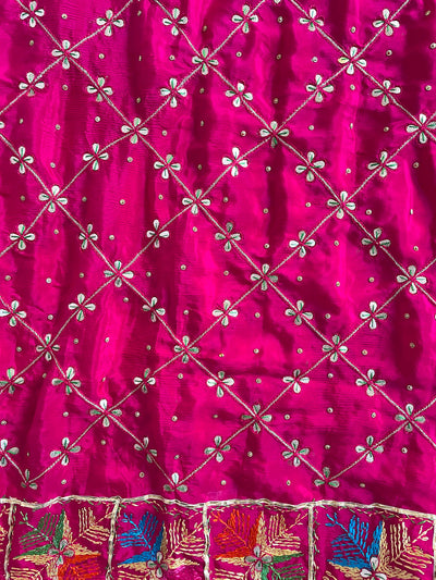 Pink Pure Silk Handwork Phulkari Dupatta at PinkPhulkari CaliforniaPink Pure Silk Handwork Phulkari Dupatta at PinkPhulkari California