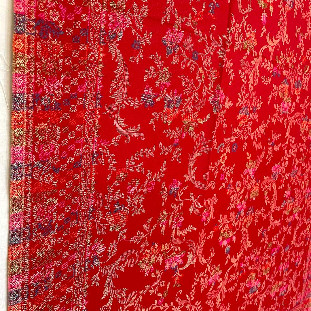 Buy Red Pashmina Kani Kashmiri Shawl Red D2 at PinkPhulkari California