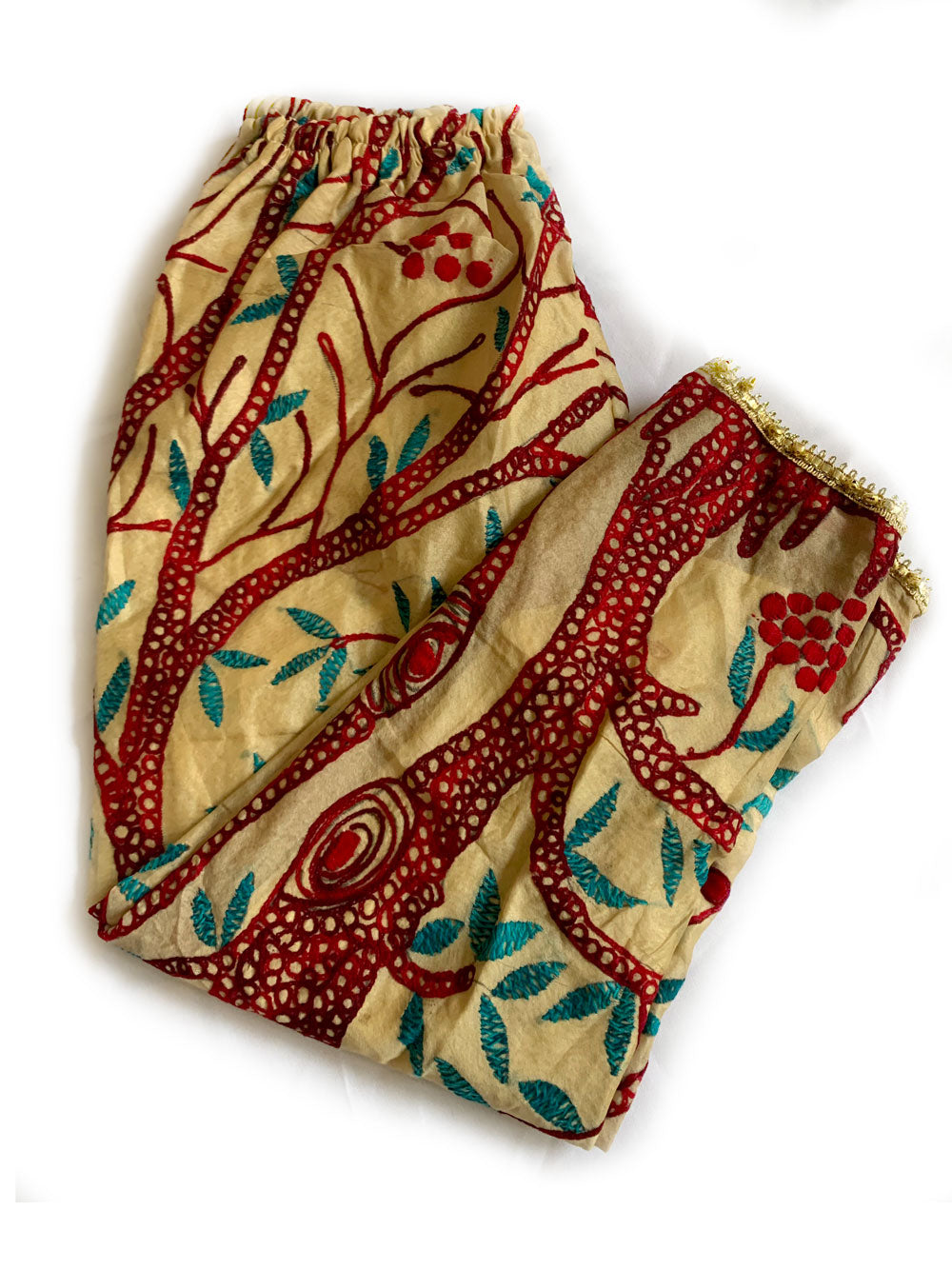 Buy Beige Embroidered Phulkari Pants at PinkPhulkari California