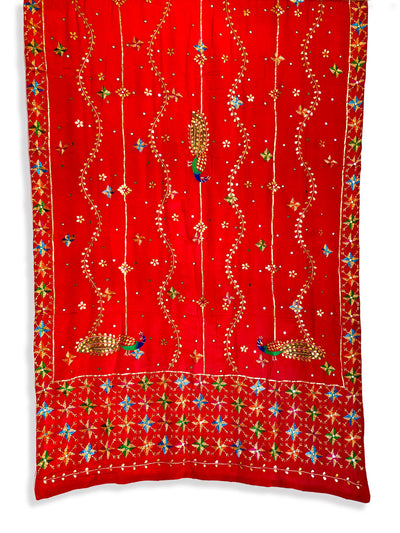Buy Red Handwork Bridal Phulkari Dupatta at PinkPhulkari California