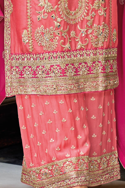 Pink Embroidered Traditional Palazzo Suit at PinkPhulkariPink Embroidered Traditional Palazzo Suit at PinkPhulkari