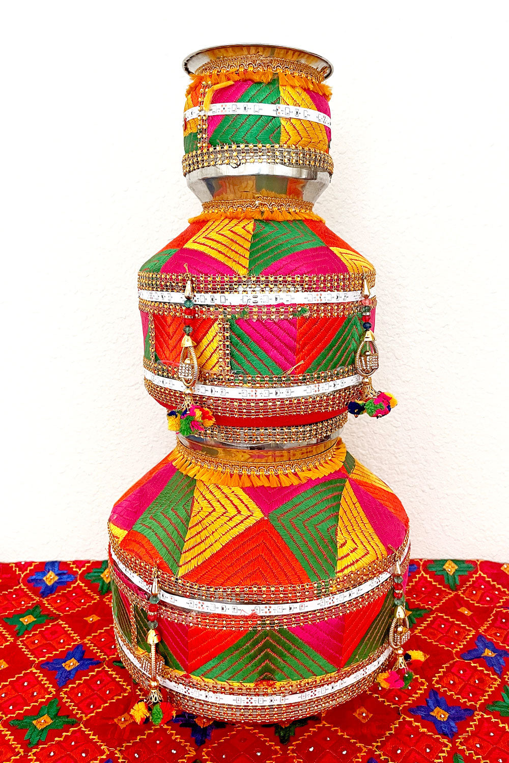 Triple LED Indian Punjabi Wedding Jaago Pot at PinkPhulkari California