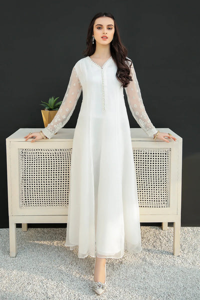 Buy White Chiffon Embroidered Anarkali Suit at PinkPhulkari California