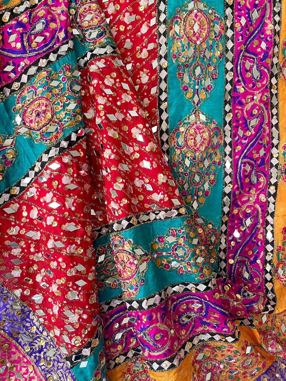 Multicolor Mirror Work Pakistani Silk Dupatta D40