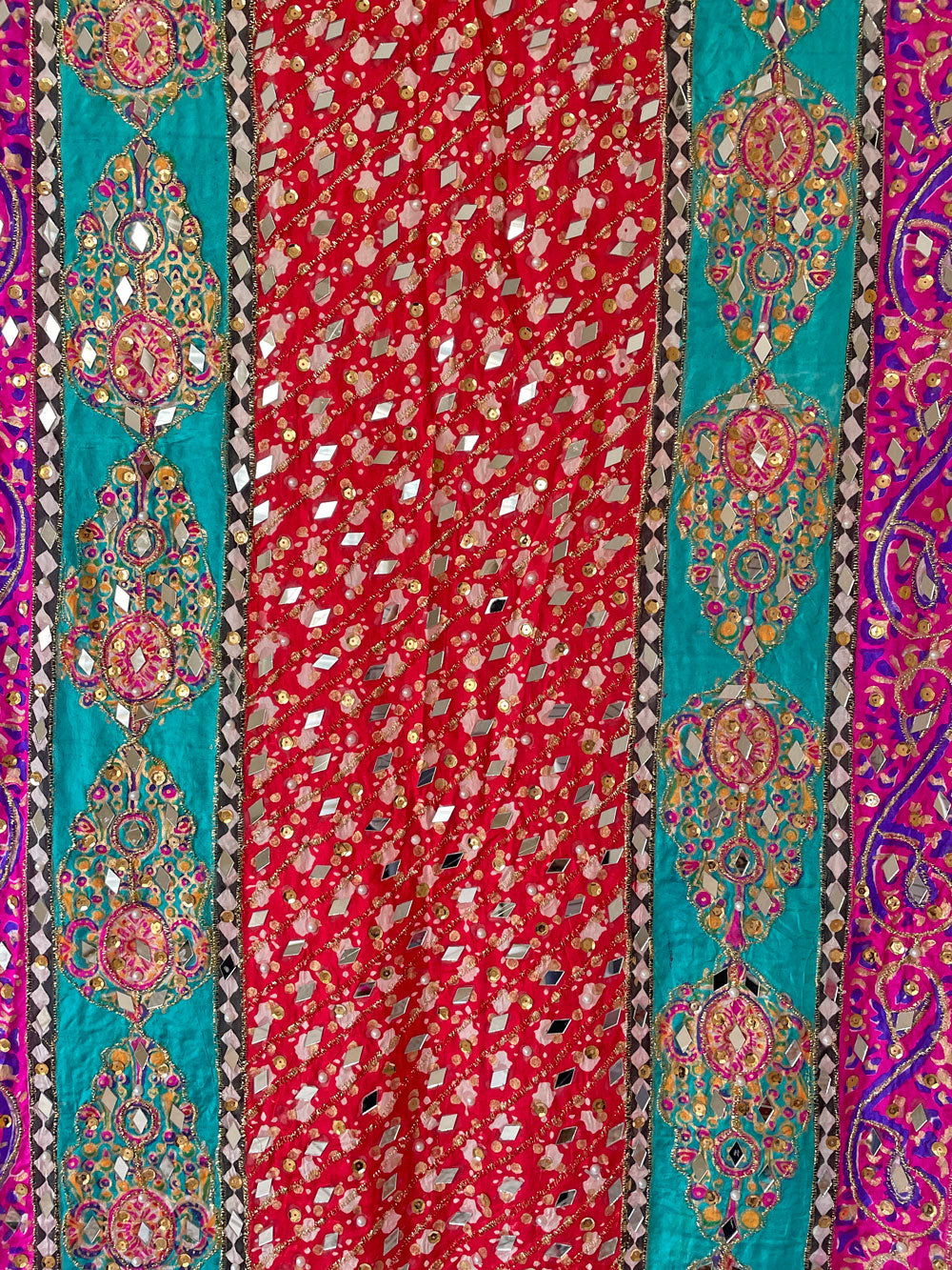 Multicolor Mirror Work Pakistani Silk Dupatta D40