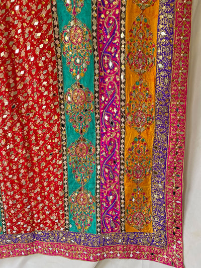 Multicolor Mirror Work Pakistani Silk Dupatta D40Multicolor Mirror Work Pakistani Silk Dupatta D40