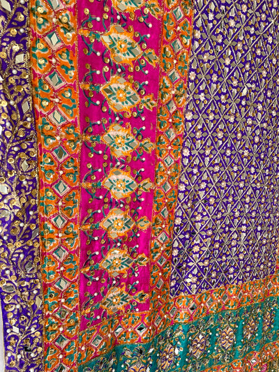 Multicolor Mirror Work Pakistani Silk Dupatta D42Multicolor Mirror Work Pakistani Silk Dupatta D42