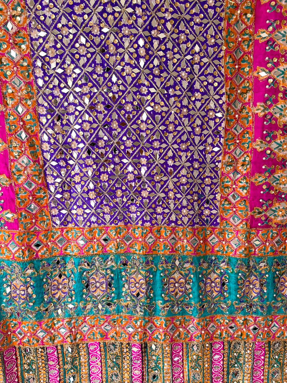 Multicolor Mirror Work Pakistani Silk Dupatta D42
